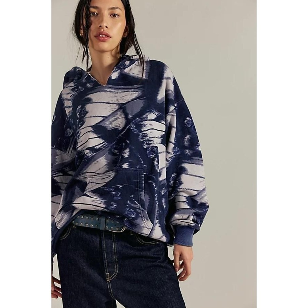 It's a Vibe Printed Hoodie  Free People Chambray Butterfly Combo, Sz S
